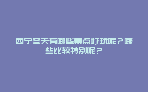 西宁冬天有哪些景点好玩呢？哪些比较特别呢？