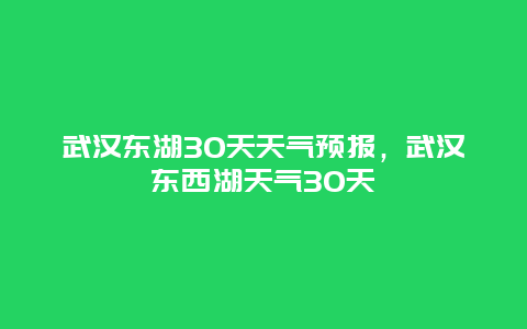 武汉东湖30天天气预报，武汉东西湖天气30天
