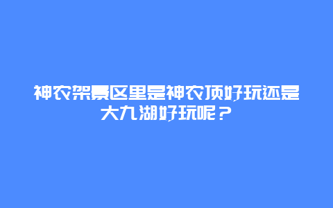 神农架景区里是神农顶好玩还是大九湖好玩呢？