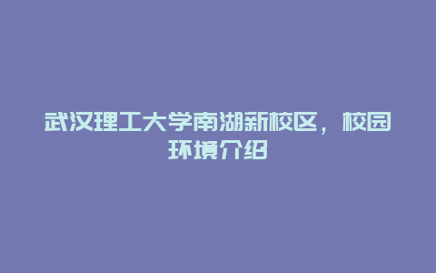 武汉理工大学南湖新校区，校园环境介绍