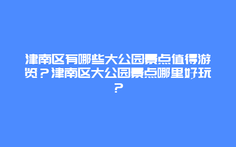 津南区有哪些大公园景点值得游览？津南区大公园景点哪里好玩？
