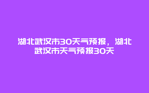 湖北武汉市30天气预报，湖北武汉市天气预报30天