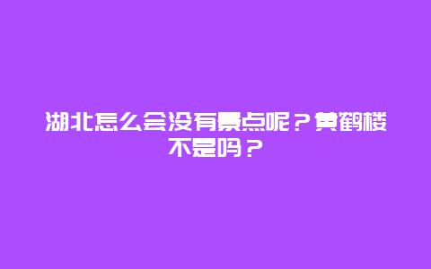 湖北怎么会没有景点呢？黄鹤楼不是吗？