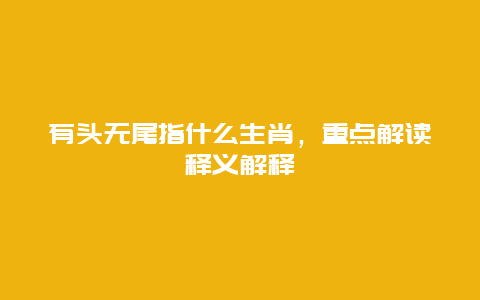 有头无尾指什么生肖，重点解读释义解释