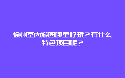 徐州室内游园哪里好玩？有什么特色项目呢？