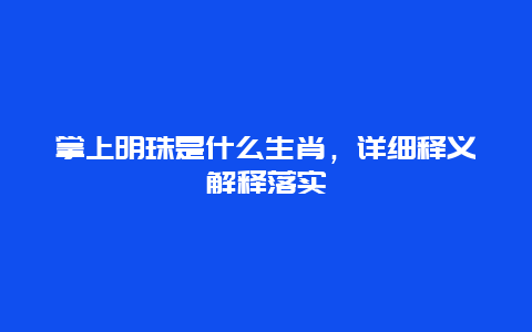 掌上明珠是什么生肖，详细释义解释落实