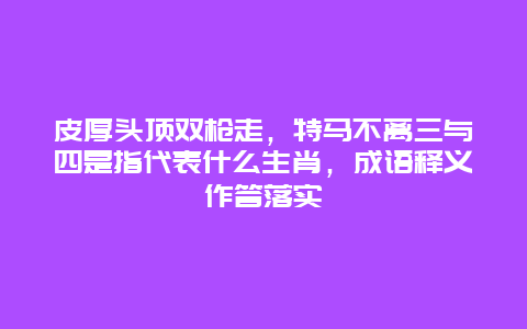 皮厚头顶双枪走，特马不离三与四是指代表什么生肖，成语释义作答落实