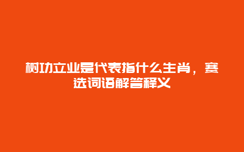 树功立业是代表指什么生肖，赛选词语解答释义