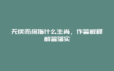 无疾而终指什么生肖，作答解释解答落实