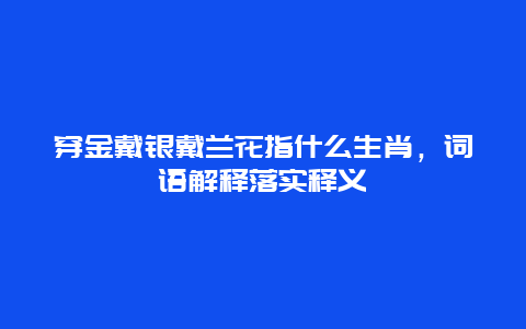 穿金戴银戴兰花指什么生肖，词语解释落实释义
