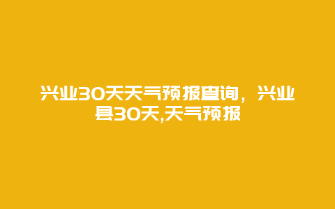 兴业30天天气预报查询，兴业县30天,天气预报