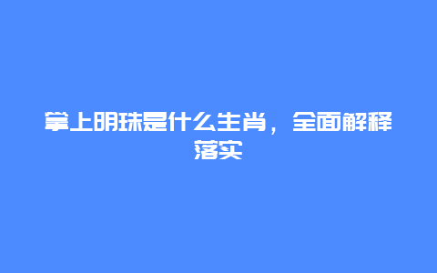 掌上明珠是什么生肖，全面解释落实