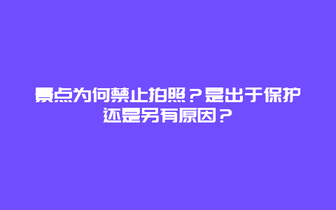 景点为何禁止拍照？是出于保护还是另有原因？