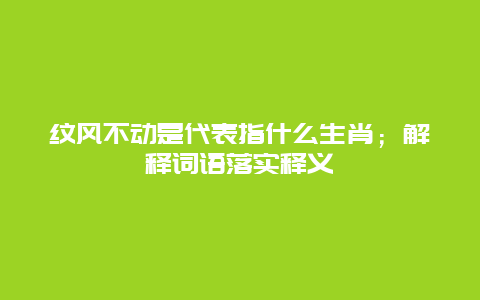 纹风不动是代表指什么生肖；解释词语落实释义