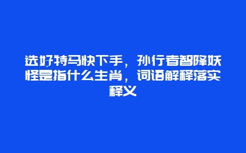 选好特马快下手，孙行者智降妖怪是指什么生肖，词语解释落实释义